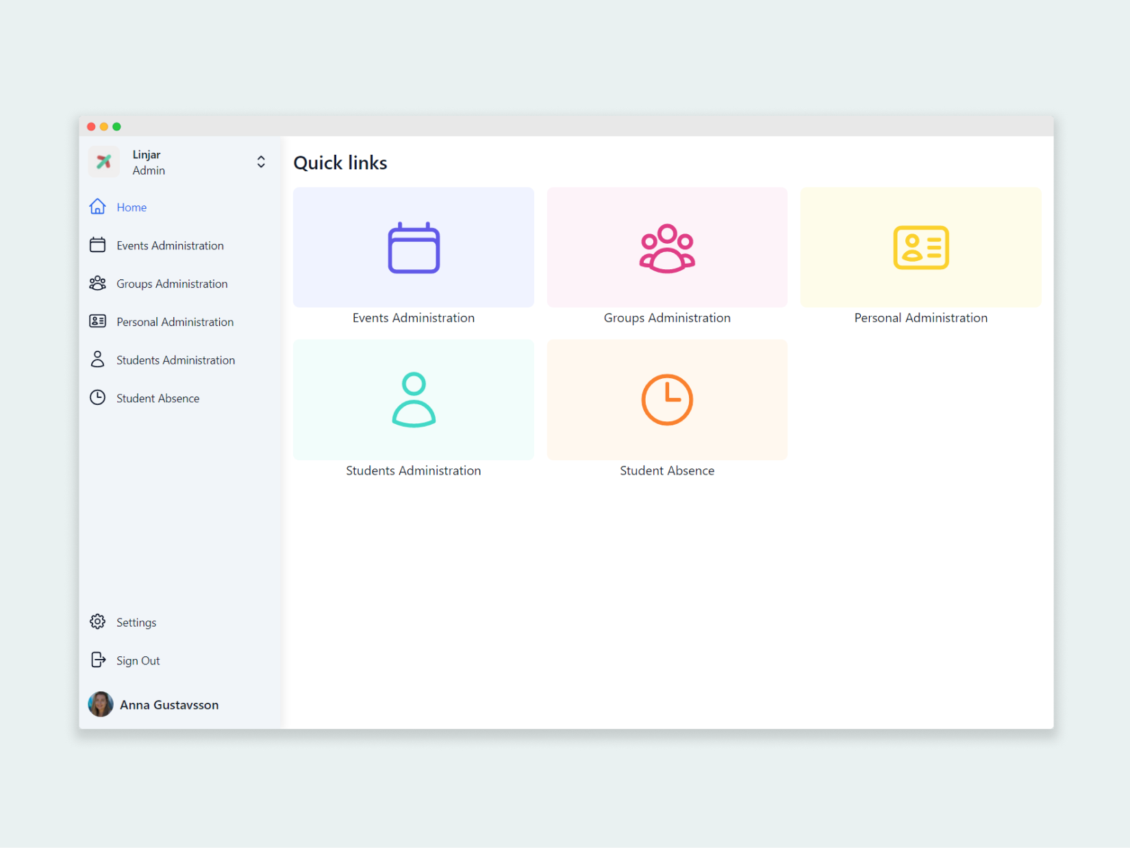 Administrator interface